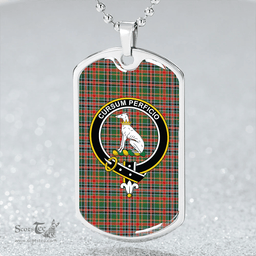 ScottishPlaid Hunter Old #3 Weathered Clan Tartan Dog Tag Necklace - Crest Classic Scottish Plaid Tartan Plaid