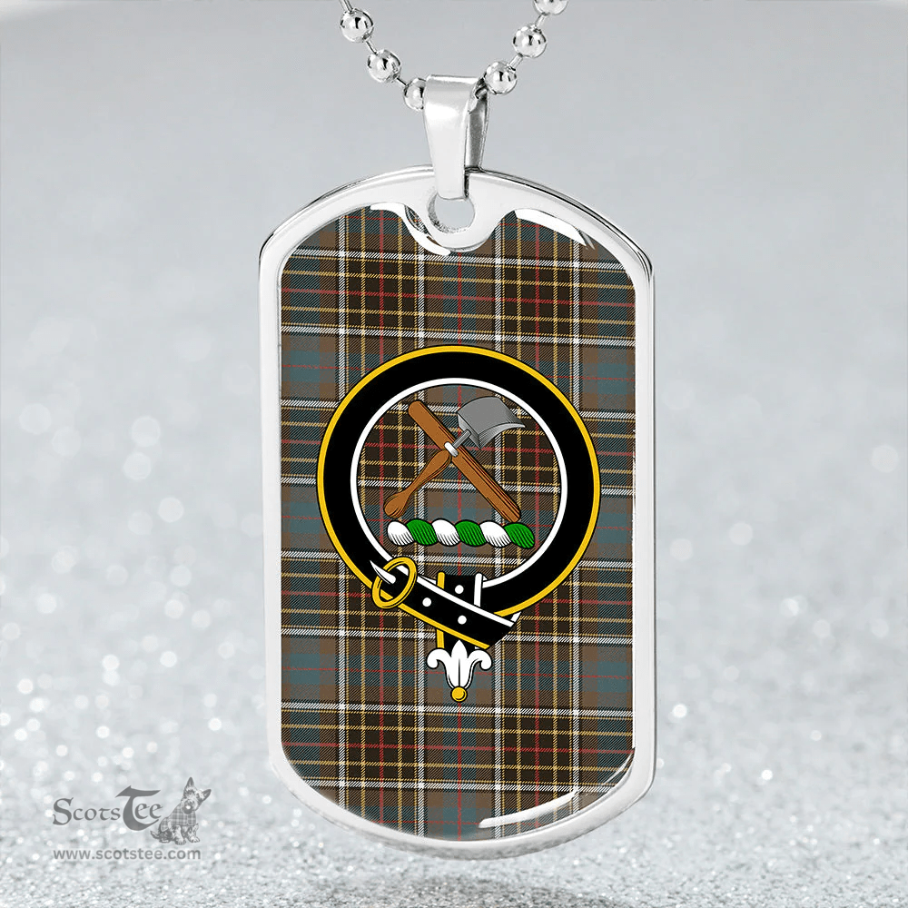 ScottishPlaid Hislop #2 Weathered Clan Tartan Dog Tag Necklace - Crest Classic Scottish Plaid Tartan Plaid