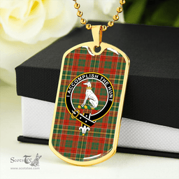 ScottishPlaid Hunter USA (Michael USA) Ancient Clan Tartan Dog Tag Necklace - Crest Classic Scottish Plaid Tartan Plaid