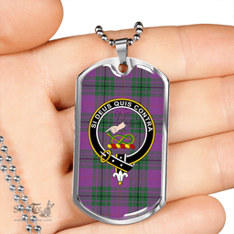 ScottishPlaid Hutton Ancient Clan Tartan Dog Tag Necklace - Crest Classic Scottish Plaid Tartan Plaid