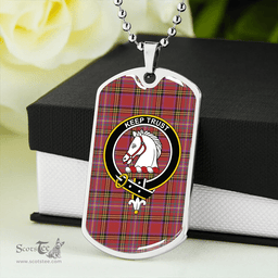 ScottishPlaid Hepburn Weathered Clan Tartan Dog Tag Necklace - Crest Classic Scottish Plaid Tartan Plaid