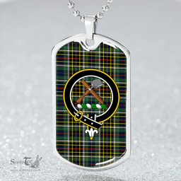 ScottishPlaid Hislop #2 Modern Clan Tartan Dog Tag Necklace - Crest Classic Scottish Plaid Tartan Plaid