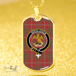 ScottishPlaid Hay Weathered Clan Tartan Dog Tag Necklace - Crest Classic Scottish Plaid Tartan Plaid