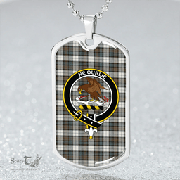 ScottishPlaid Graham Dress Weathered Clan Tartan Dog Tag Necklace - Crest Classic Scottish Plaid Tartan Plaid