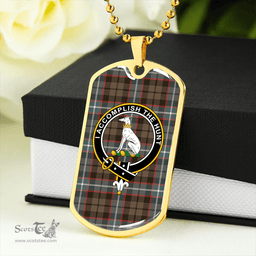 ScottishPlaid Hunter #2 (Michael #2) Weathered Clan Tartan Dog Tag Necklace - Crest Classic Scottish Plaid Tartan Plaid