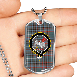 ScottishPlaid Gammell Dress Weathered Clan Tartan Dog Tag Necklace - Crest Classic Scottish Plaid Tartan Plaid
