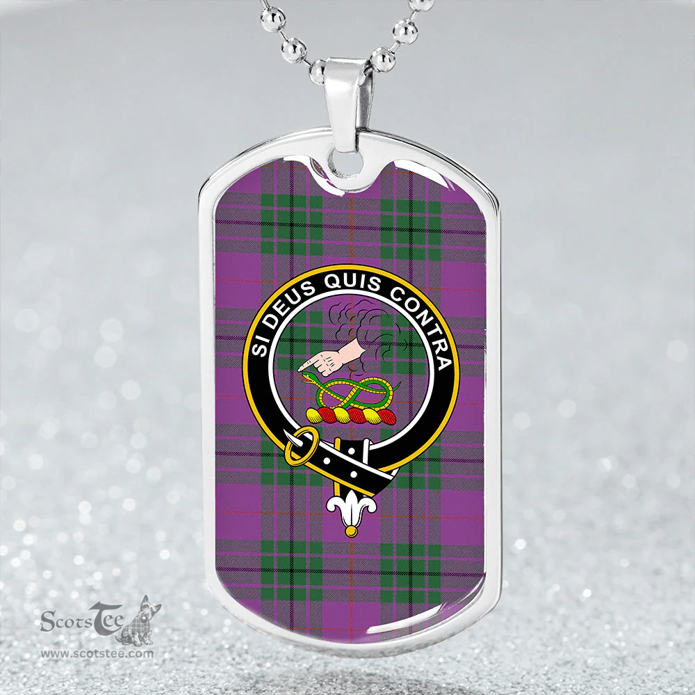 ScottishPlaid Hutton Ancient Clan Tartan Dog Tag Necklace - Crest Classic Scottish Plaid Tartan Plaid