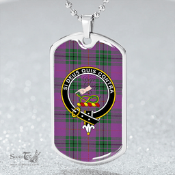 ScottishPlaid Hutton Ancient Clan Tartan Dog Tag Necklace - Crest Classic Scottish Plaid Tartan Plaid