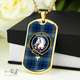 ScottishPlaid Hepburn #2 Modern Clan Tartan Dog Tag Necklace - Crest Classic Scottish Plaid Tartan Plaid
