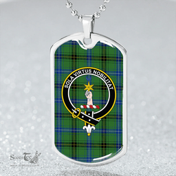 ScottishPlaid Henderson (MacKendrick) Modern Clan Tartan Dog Tag Necklace - Crest Classic Scottish Plaid Tartan Plaid