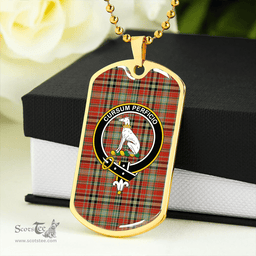 ScottishPlaid Hunter 1775 Ancient Clan Tartan Dog Tag Necklace - Crest Classic Scottish Plaid Tartan Plaid