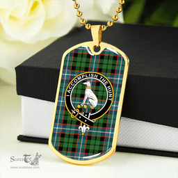 ScottishPlaid Hunter #2 (Michael #2) Ancient Clan Tartan Dog Tag Necklace - Crest Classic Scottish Plaid Tartan Plaid