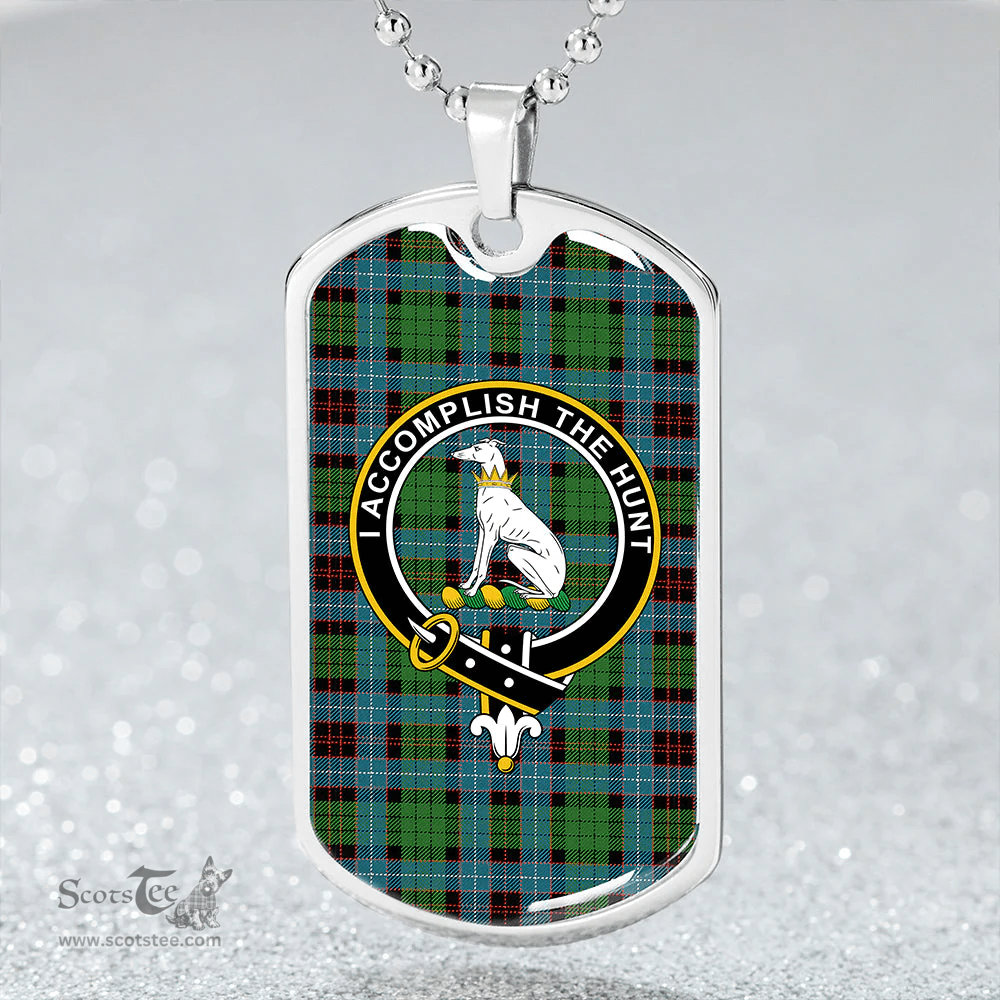 ScottishPlaid Hunter of Peebleshire (Michael of Peebleshire) Ancient Clan Tartan Dog Tag Necklace - Crest Classic Scottish Plaid Tartan Plaid