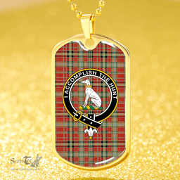 ScottishPlaid Hunter 1775 (Michael 1775) Ancient Clan Tartan Dog Tag Necklace - Crest Classic Scottish Plaid Tartan Plaid