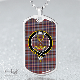 ScottishPlaid Gordon Red (1819) (Gordon Old Huntly) Weathered Clan Tartan Dog Tag Necklace - Crest Classic Scottish Plaid Tartan Plaid