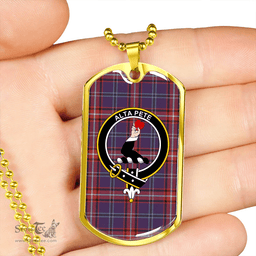 ScottishPlaid Glenn Weathered Clan Tartan Dog Tag Necklace - Crest Classic Scottish Plaid Tartan Plaid