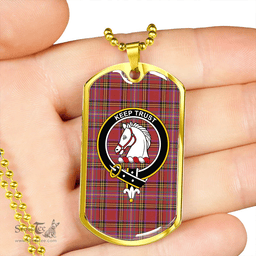 ScottishPlaid Hepburn Weathered Clan Tartan Dog Tag Necklace - Crest Classic Scottish Plaid Tartan Plaid