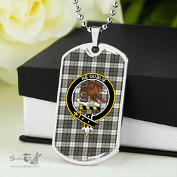 ScottishPlaid Graham Dress Weathered Clan Tartan Dog Tag Necklace - Crest Classic Scottish Plaid Tartan Plaid