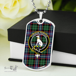 ScottishPlaid Hunter #2 Modern Clan Tartan Dog Tag Necklace - Crest Classic Scottish Plaid Tartan Plaid
