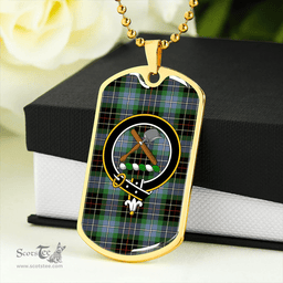ScottishPlaid Hislop #3 Ancient Clan Tartan Dog Tag Necklace - Crest Classic Scottish Plaid Tartan Plaid