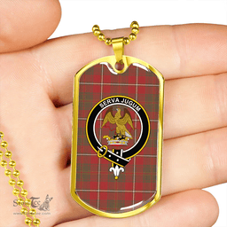 ScottishPlaid Hay Weathered Clan Tartan Dog Tag Necklace - Crest Classic Scottish Plaid Tartan Plaid