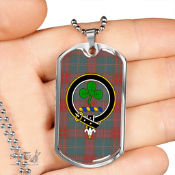 ScottishPlaid Harvey Weathered Clan Tartan Dog Tag Necklace - Crest Classic Scottish Plaid Tartan Plaid