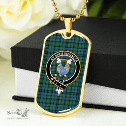 ScottishPlaid Hope Vere Ancient Clan Tartan Dog Tag Necklace - Crest Classic Scottish Plaid Tartan Plaid