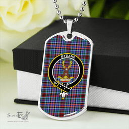 ScottishPlaid Huntly Modern Clan Tartan Dog Tag Necklace - Crest Classic Scottish Plaid Tartan Plaid