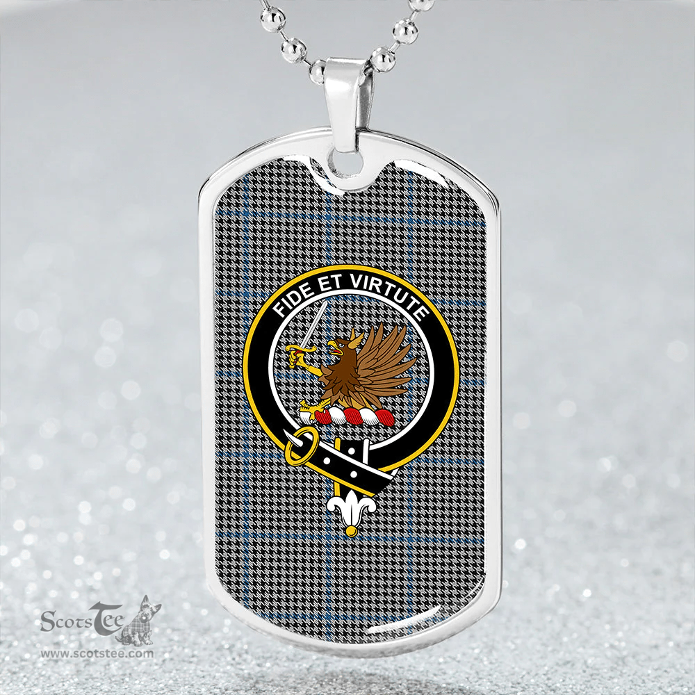 ScottishPlaid Gladstone Clan Tartan Dog Tag Necklace - Crest Classic Scottish Plaid Tartan Plaid