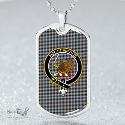 ScottishPlaid Gladstone Clan Tartan Dog Tag Necklace - Crest Classic Scottish Plaid Tartan Plaid