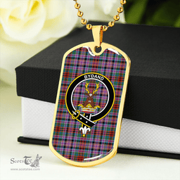 ScottishPlaid Huntly Old (Gordon Red (Telfer Dunbar)) Modern Clan Tartan Dog Tag Necklace - Crest Classic Scottish Plaid Tartan Plaid