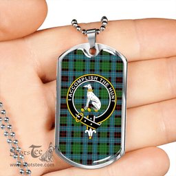 ScottishPlaid Hunter of Peebleshire (Michael of Peebleshire) Ancient Clan Tartan Dog Tag Necklace - Crest Classic Scottish Plaid Tartan Plaid