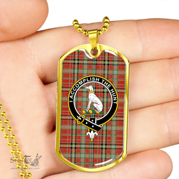ScottishPlaid Hunter 1775 (Michael 1775) Ancient Clan Tartan Dog Tag Necklace - Crest Classic Scottish Plaid Tartan Plaid