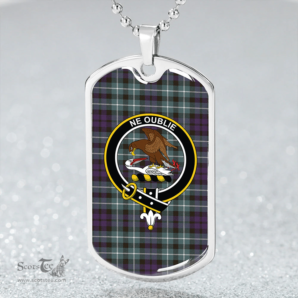 ScottishPlaid Graham of Montrose Weathered Clan Tartan Dog Tag Necklace - Crest Classic Scottish Plaid Tartan Plaid