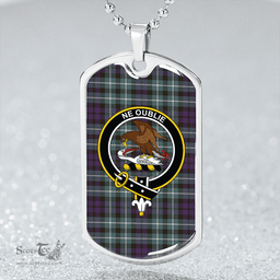 ScottishPlaid Graham of Montrose Weathered Clan Tartan Dog Tag Necklace - Crest Classic Scottish Plaid Tartan Plaid