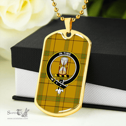 ScottishPlaid Houston Clan Tartan Dog Tag Necklace - Crest Classic Scottish Plaid Tartan Plaid
