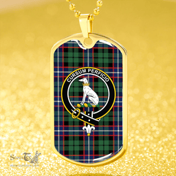 ScottishPlaid Hunter #2 Modern Clan Tartan Dog Tag Necklace - Crest Classic Scottish Plaid Tartan Plaid