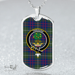 ScottishPlaid Hamilton of Clayton Modern Clan Tartan Dog Tag Necklace - Crest Classic Scottish Plaid Tartan Plaid