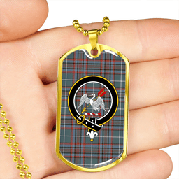 ScottishPlaid Gammell Dress Weathered Clan Tartan Dog Tag Necklace - Crest Classic Scottish Plaid Tartan Plaid