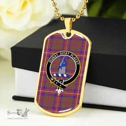 ScottishPlaid Geddes Weathered Clan Tartan Dog Tag Necklace - Crest Classic Scottish Plaid Tartan Plaid