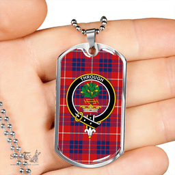 ScottishPlaid Hamilton Modern Clan Tartan Dog Tag Necklace - Crest Classic Scottish Plaid Tartan Plaid