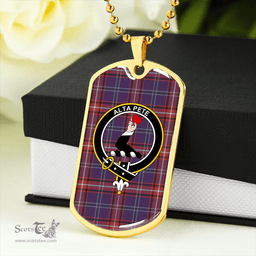 ScottishPlaid Glenn Weathered Clan Tartan Dog Tag Necklace - Crest Classic Scottish Plaid Tartan Plaid
