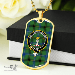 ScottishPlaid Henderson (MacKendrick) Modern Clan Tartan Dog Tag Necklace - Crest Classic Scottish Plaid Tartan Plaid