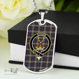 ScottishPlaid Gordon Old (Gordon 1842) Weathered Clan Tartan Dog Tag Necklace - Crest Classic Scottish Plaid Tartan Plaid