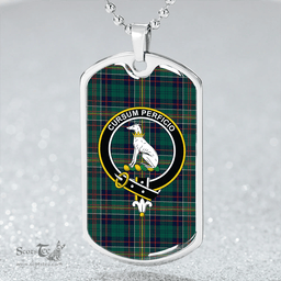ScottishPlaid Hunter of Hunterston (Galbraith of Hunterston) Modern Clan Tartan Dog Tag Necklace - Crest Classic Scottish Plaid Tartan Plaid
