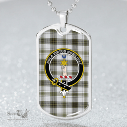 ScottishPlaid Henderson Dress #2 Weathered Clan Tartan Dog Tag Necklace - Crest Classic Scottish Plaid Tartan Plaid