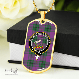 ScottishPlaid Hutton Ancient Clan Tartan Dog Tag Necklace - Crest Classic Scottish Plaid Tartan Plaid