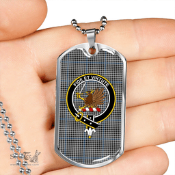 ScottishPlaid Gladstone Clan Tartan Dog Tag Necklace - Crest Classic Scottish Plaid Tartan Plaid