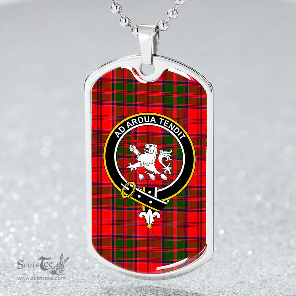 ScottishPlaid Heron Clan Tartan Dog Tag Necklace - Crest Classic Scottish Plaid Tartan Plaid