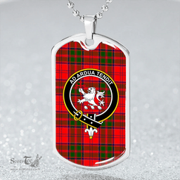ScottishPlaid Heron Clan Tartan Dog Tag Necklace - Crest Classic Scottish Plaid Tartan Plaid